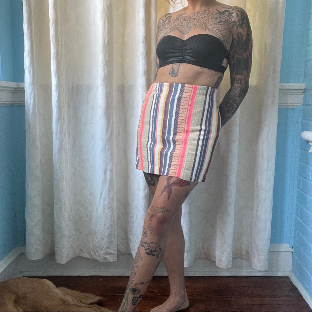 h&m divided gorgeous striped mini skirt cotton blend size 4